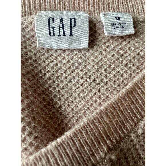 GAP Women’s Merino Wool Blend‎ Sweater Powder Pink V-Neck Pullover, Size M - Picture 4 of 5